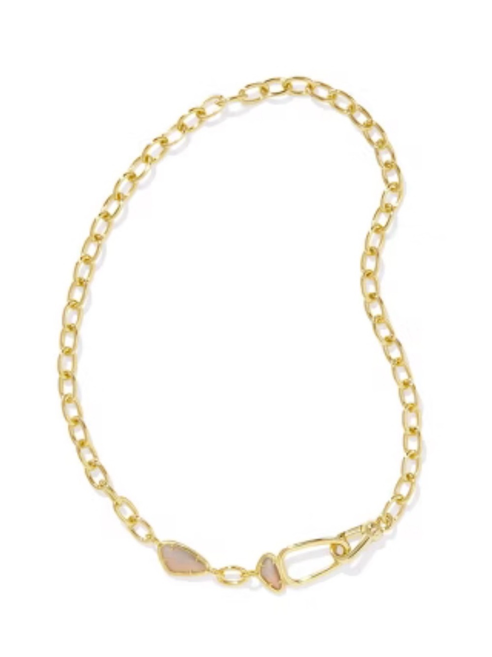 Kendra Scott Faye Chain Necklace Gray Banded Agate and Gold Choker Collar Thick